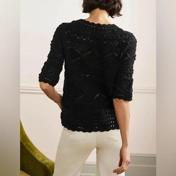 NWT Boden Claudia Textured Knitted Top Size US 4 short sleeve black sweater - Picture 4 of 10